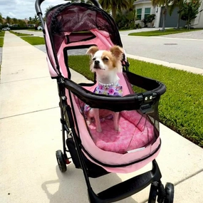 Happy Trails NO-ZIP Pet Stroller in Pink dog travel crate,airline approved dog carrier,dog transport bag