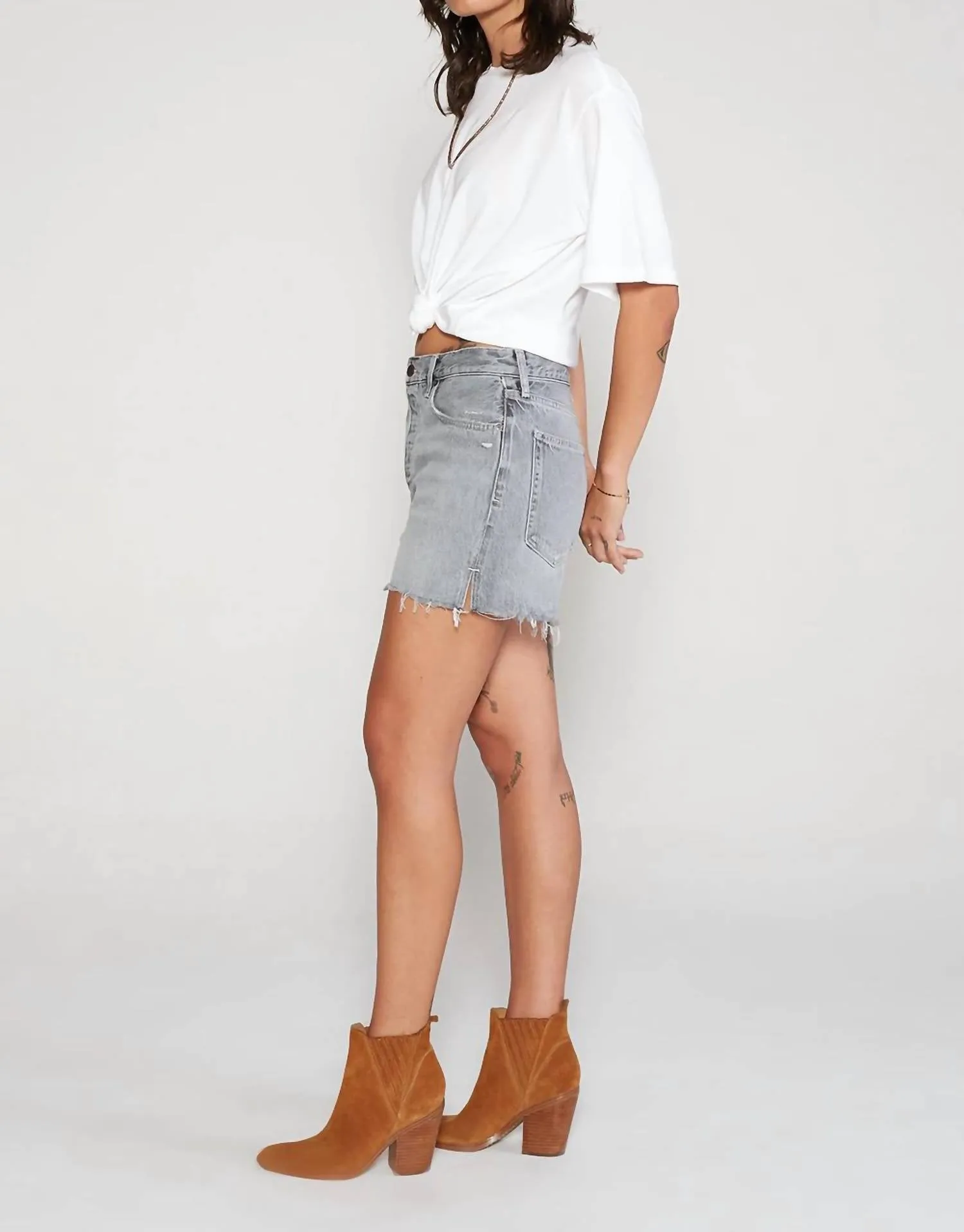 Haven Slouch Denim Short In Grey
