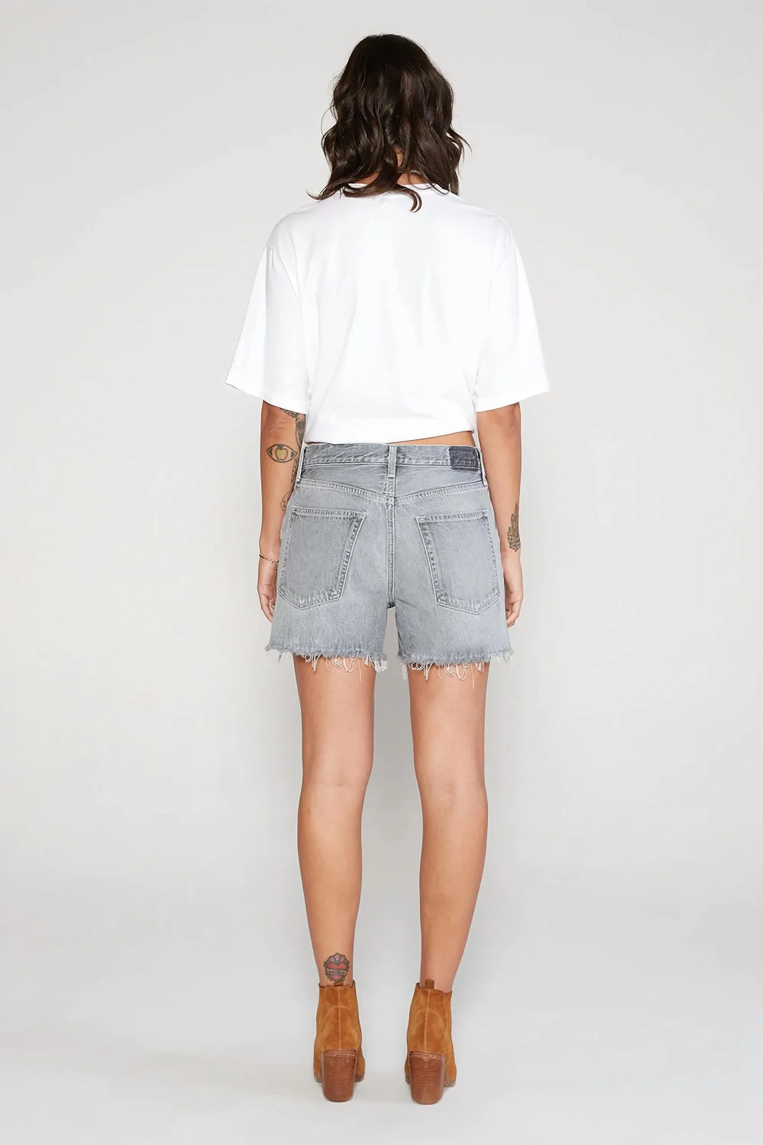 Haven Slouch Denim Short In Grey