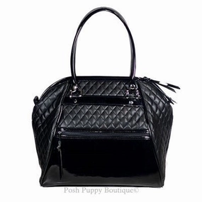 Haylee Carrier- Black Quilted Luxe dog travel crate,airline approved dog carrier,dog transport bag