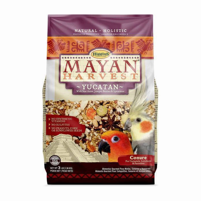 Higgins Mayan Harvest Yucatan Conure 3lb bird seed mix,small bird food,parakeet pellets