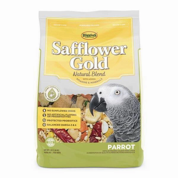 Higgins Safflower Gold Parrot 3lb bird seed mix,small bird food,parakeet pellets