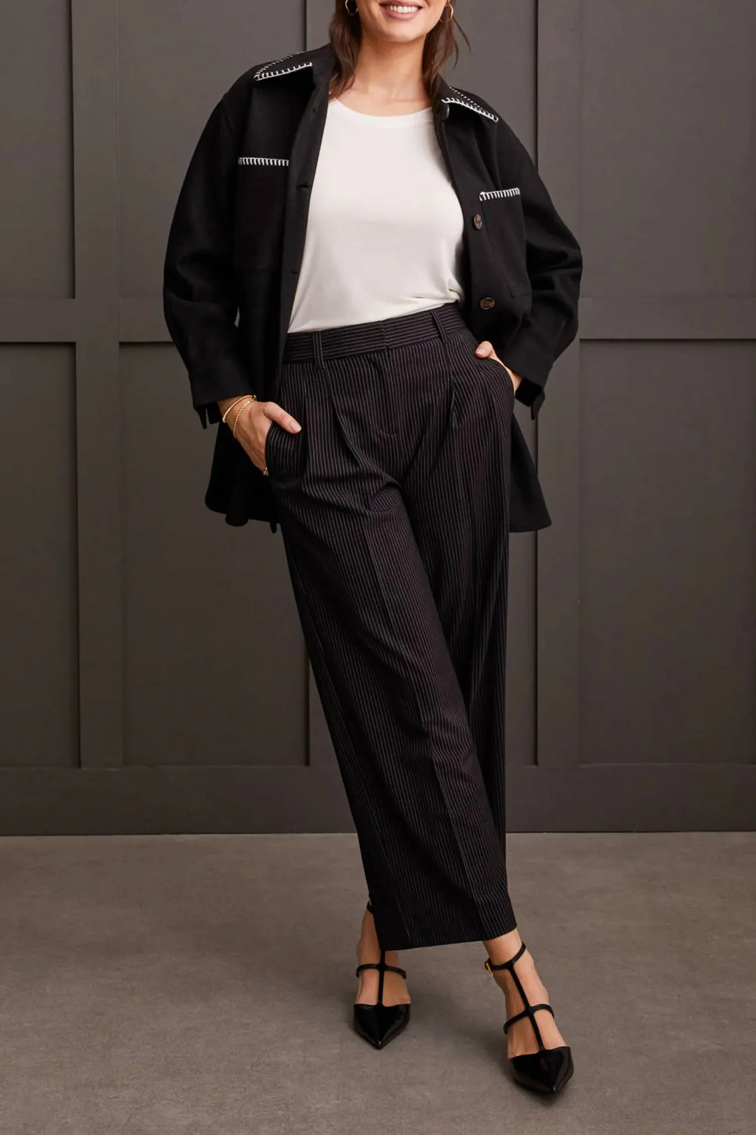 High Stakes Button Coat In Black