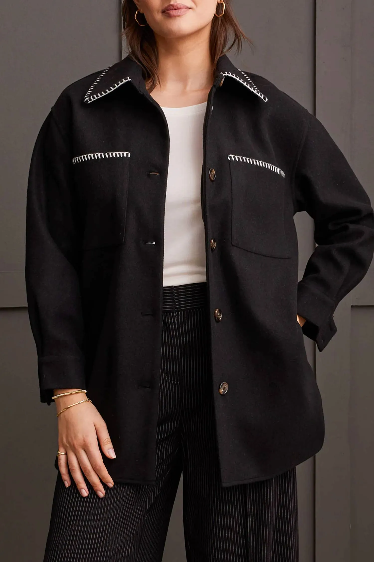High Stakes Button Coat In Black