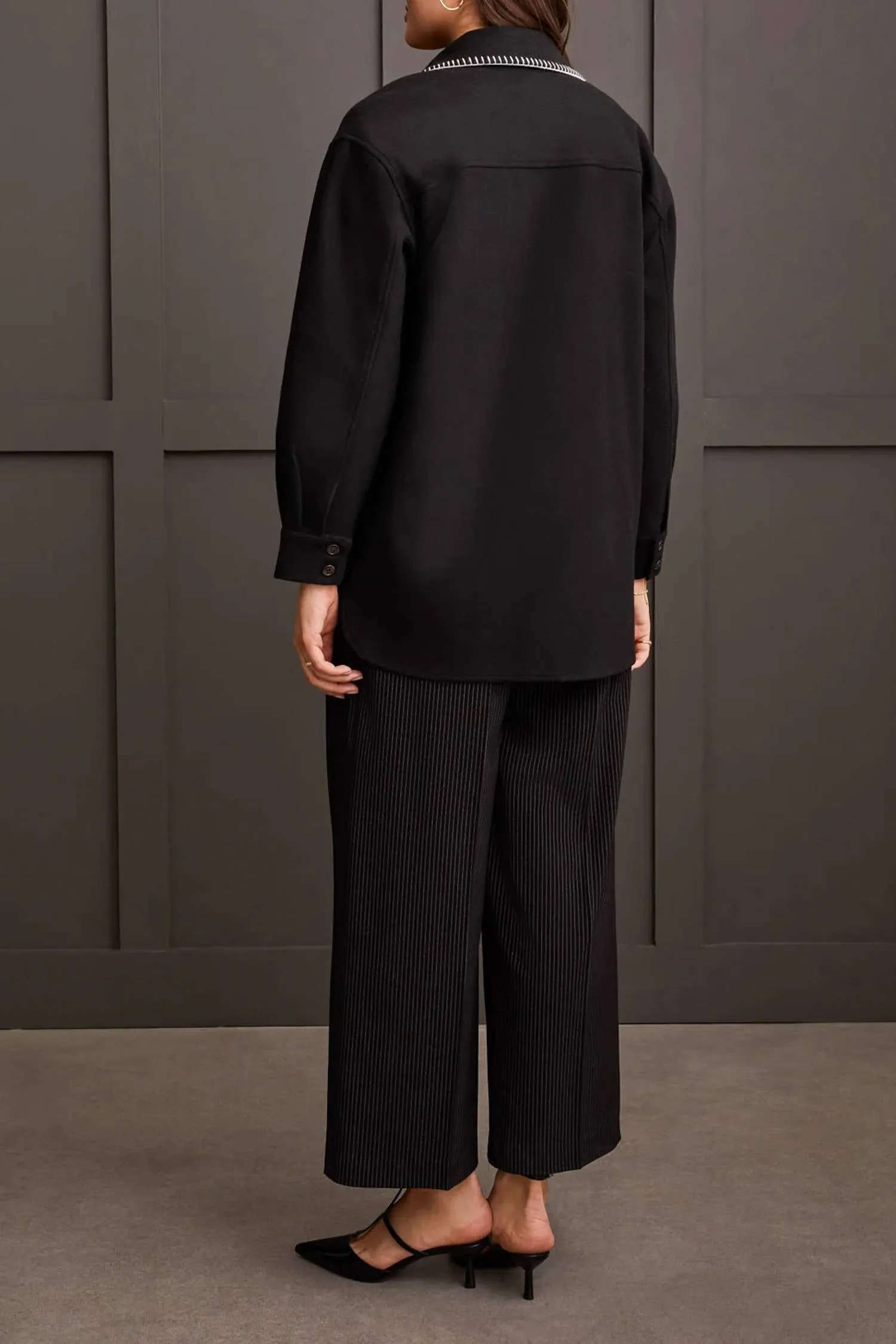 High Stakes Button Coat In Black