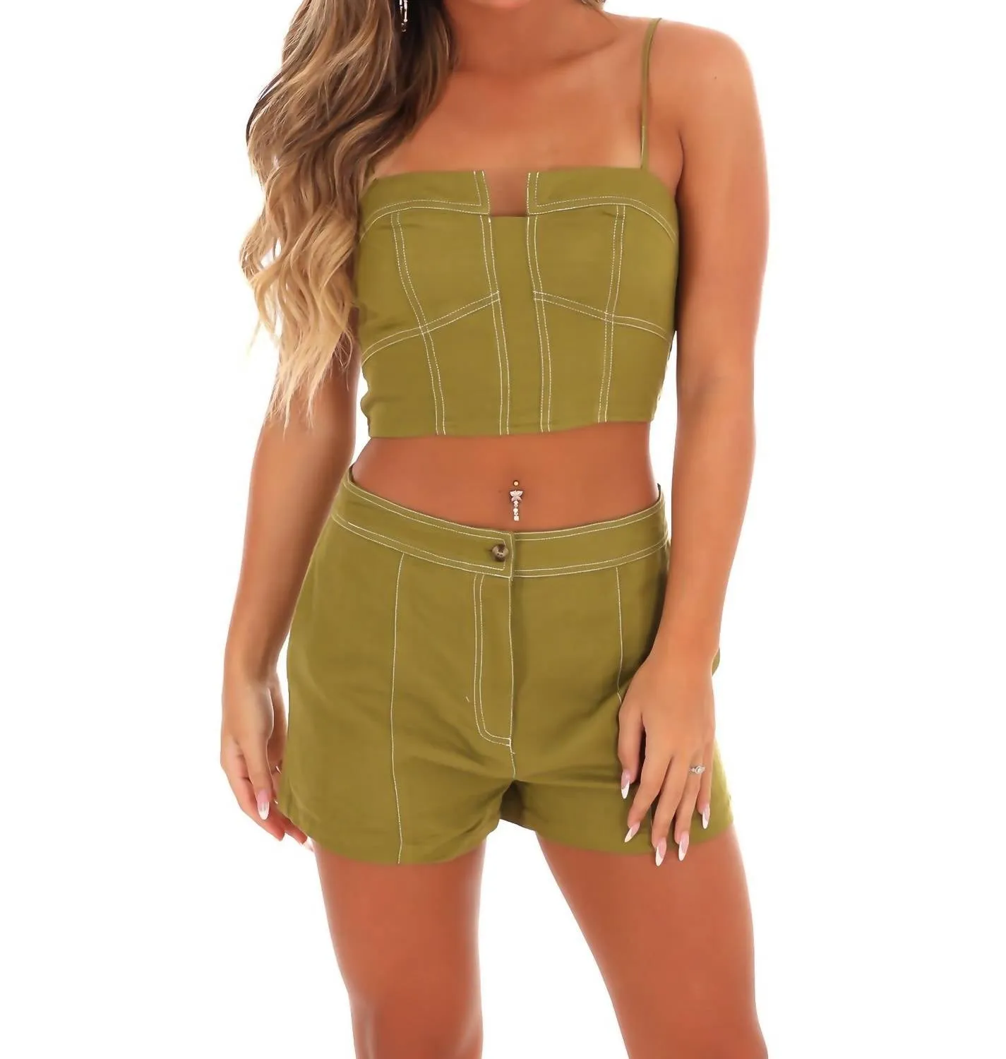 Higher Love Two Piece Set In Moss Green