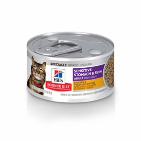Hill's Science Diet Adult Sensitive Stomach & Skin Chicken & Vegetable Entree Canned Cat Food cat supplies,cat essentials,cat accessories