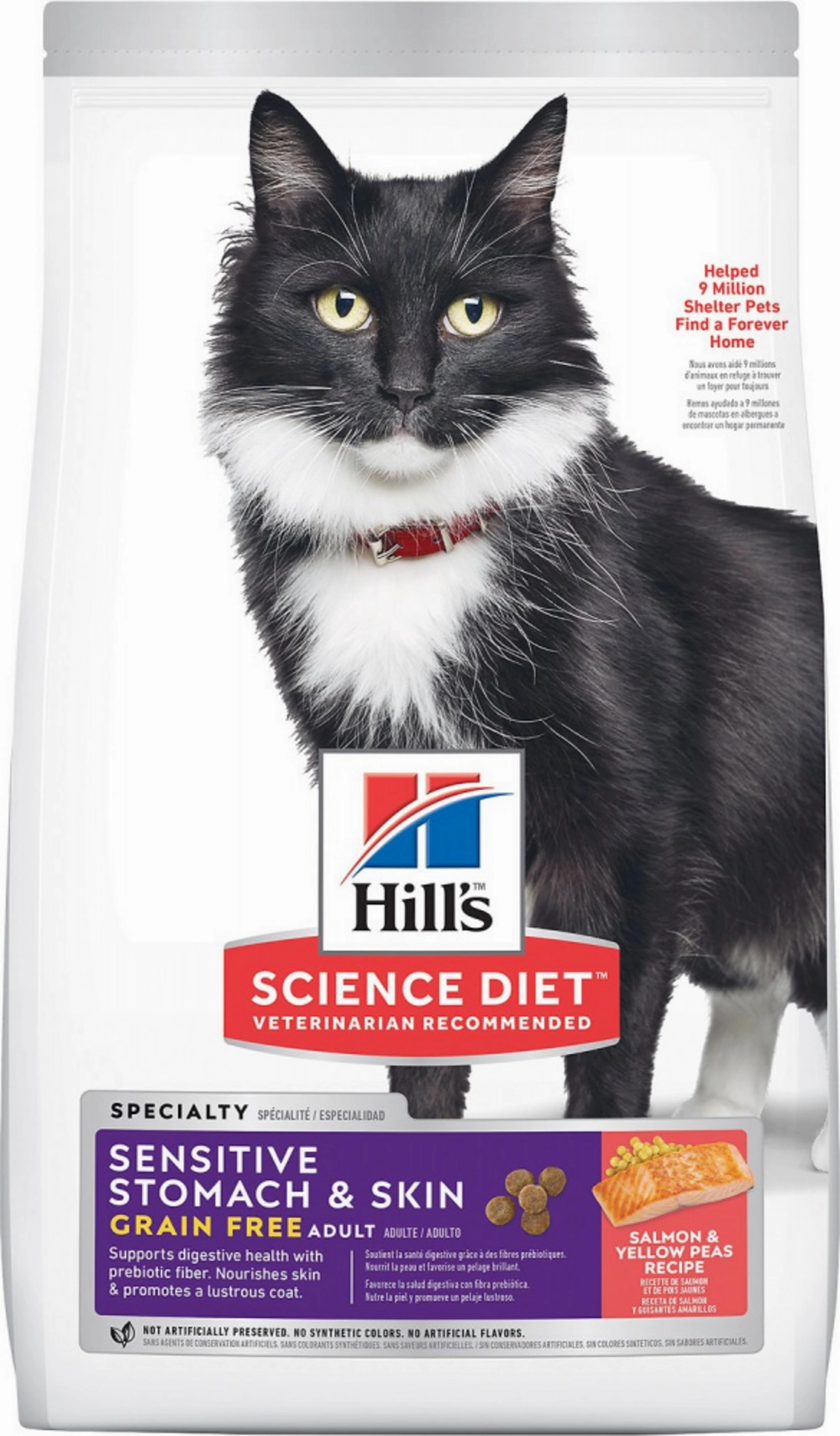Hill's Science Diet Adult Sensitive Stomach & Skin Grain Free Salmon & Yellow Peas Recipe Dry Cat Food cat supplies,cat essentials,cat accessories