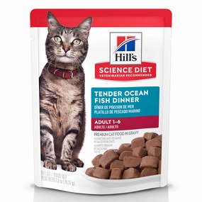 Hill's Science Diet Adult Tender Ocean Fish Dinner Wet Cat Food Pouches cat toys and food,complete cat care,all in one cat kit