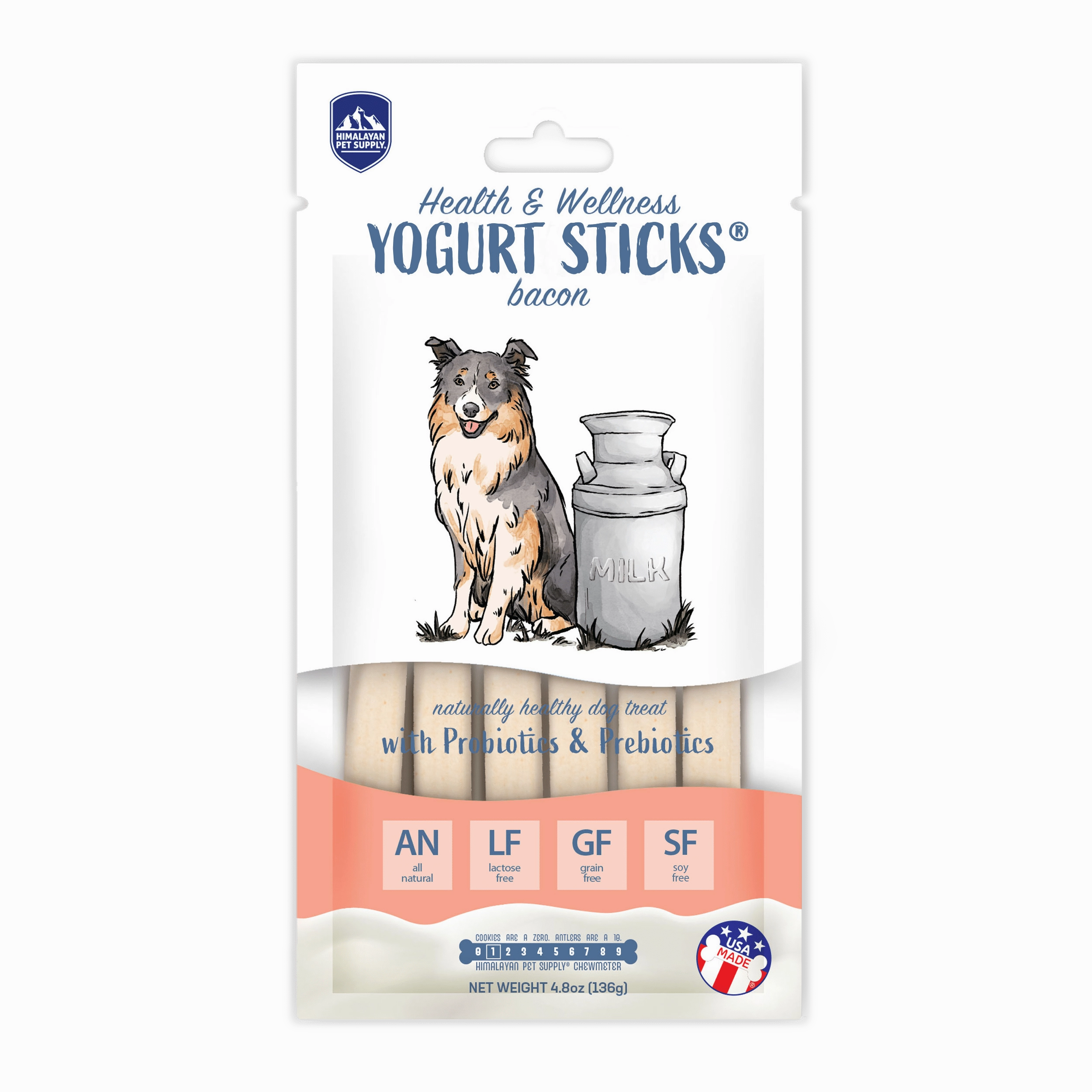 Himalayan Pet Supply Dog Chew Yogurt Sticks - Bacon 4.8oz Bag pet id tag,personalized dog tag,engraved cat id