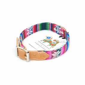 Hiro Wolf Collar: Blue Inca dog collar,leather dog collar,adjustable dog collar