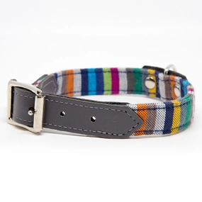 Hiro Wolf Collar: Marine Stripe Kikoy dog collar,leather dog collar,adjustable dog collar