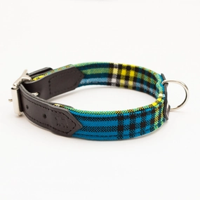Hiro Wolf Collar: Shuka Blue dog collar,leather dog collar,adjustable dog collar