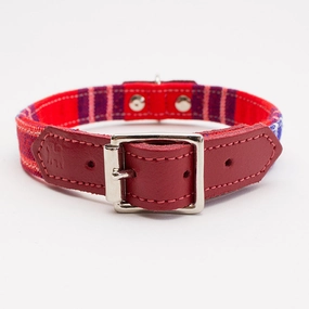Hiro Wolf Collar: Shuka Red dog collar,leather dog collar,adjustable dog collar
