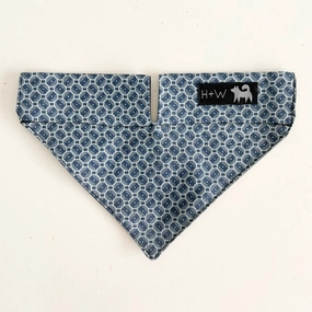 Hiro Wolf Dog Bandana: ShweShwe Navy Circles performance harness,agility dog vest,athletic dog gear