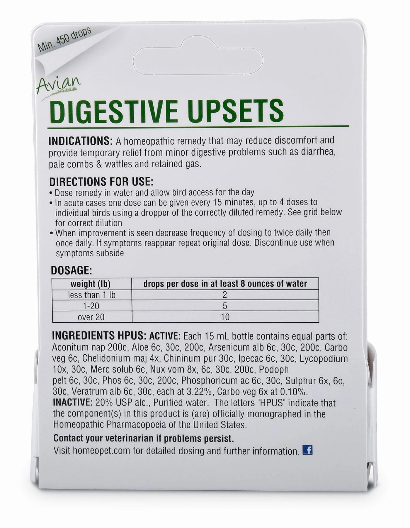 HomeoVet Avian Digestive Upsets, 15 mL