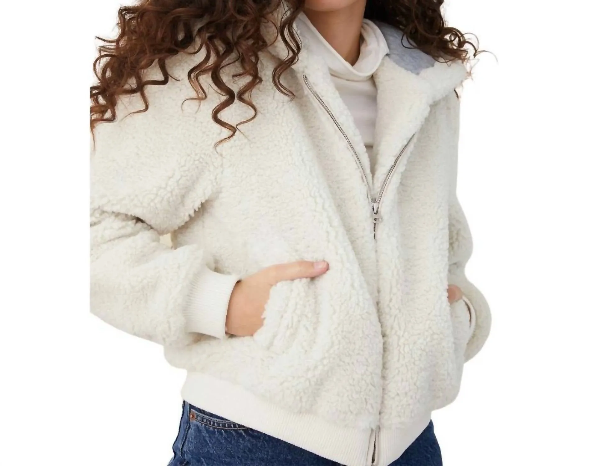 Hoodie Bomber Jacket In White