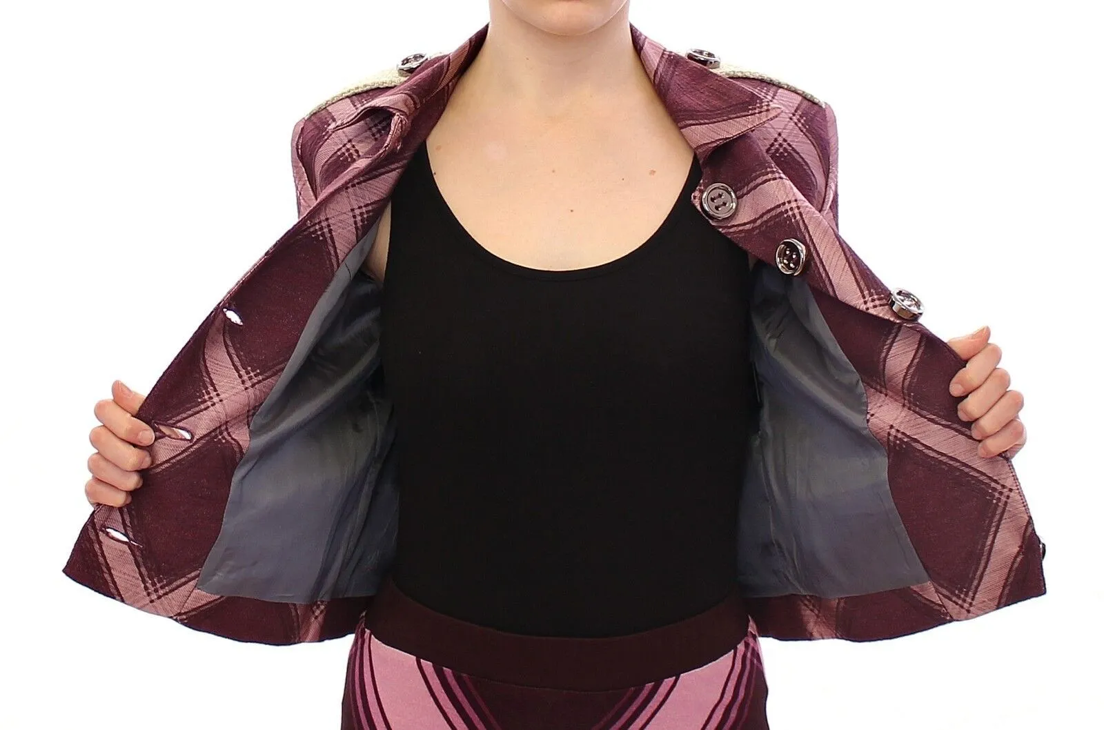 House of Holland Check Trench Coat Blazer  Women's Jacket