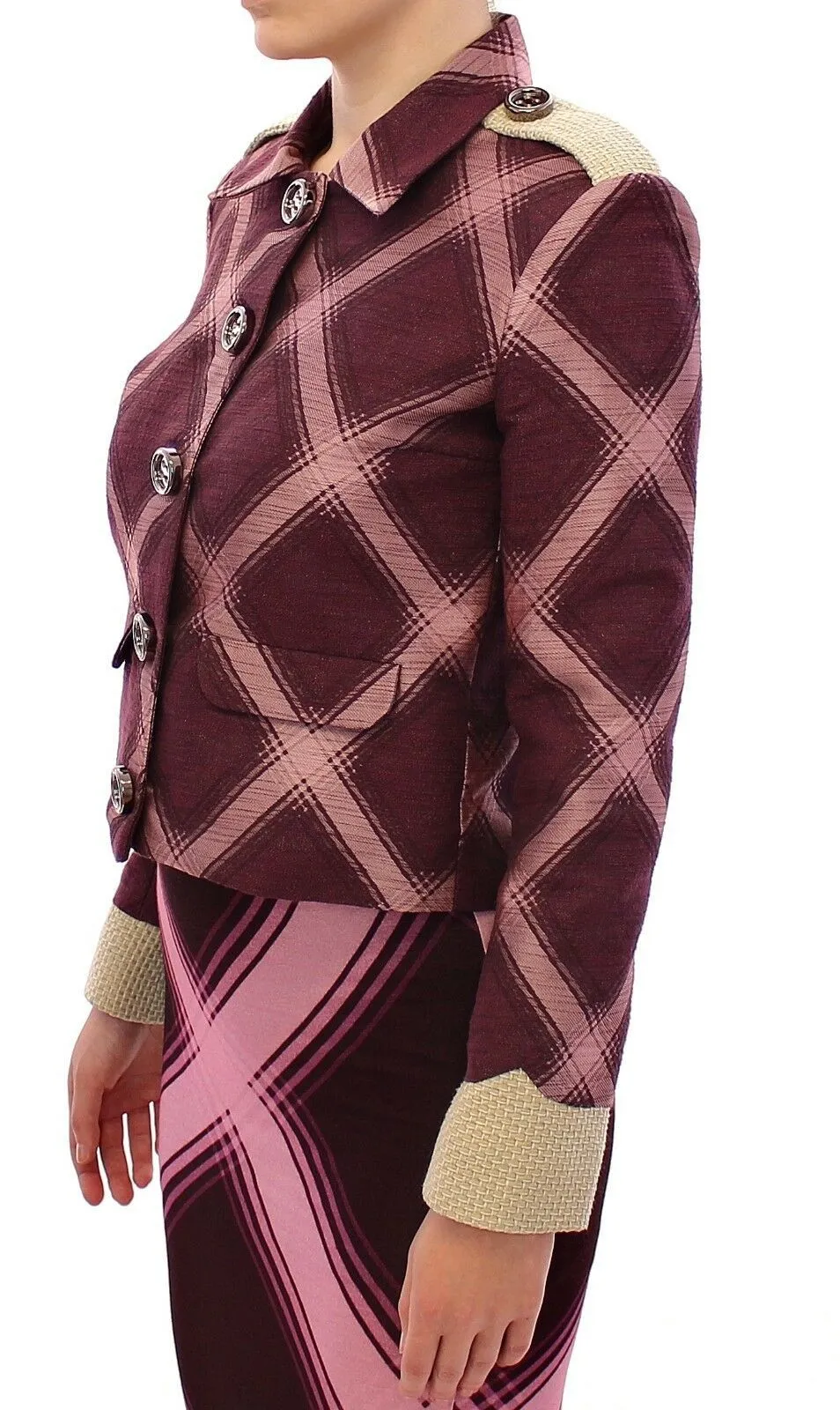 House of Holland Check Trench Coat Blazer  Women's Jacket