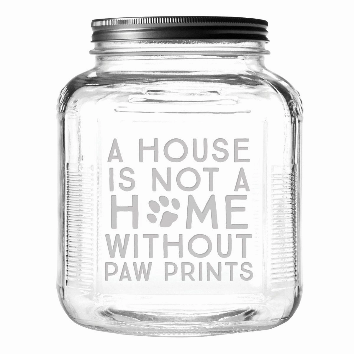 House Home Paw Prints Dog Treat Jar With Brushed Lid pet apparel,dog hoodie,fashionable pet wear