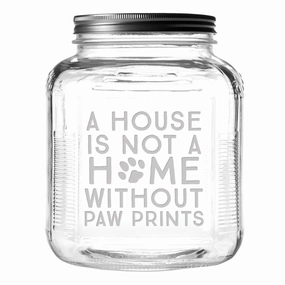House Home Paw Prints Dog Treat Jar With Brushed Lid pet apparel,dog hoodie,fashionable pet wear