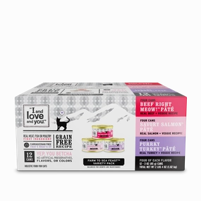 I and Love and You Beef, Right Meow!, Savory Salmon, and Purrky Turkey Pate Multi-Pack Canned Cat Food cat toys and food,complete cat care,all in one cat kit