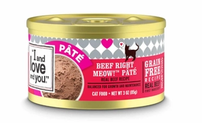 I and Love and You Grain Free Beef, Right Meow! Pate Canned Cat Food cat supplies,cat essentials,cat accessories