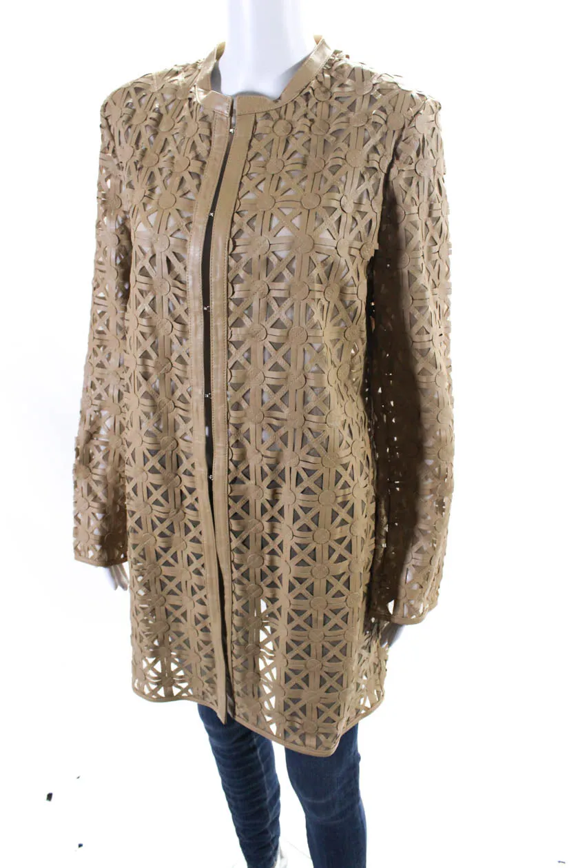 In Transit 2 Womens Leather Hook Closure Long Sleeves Coat Beige