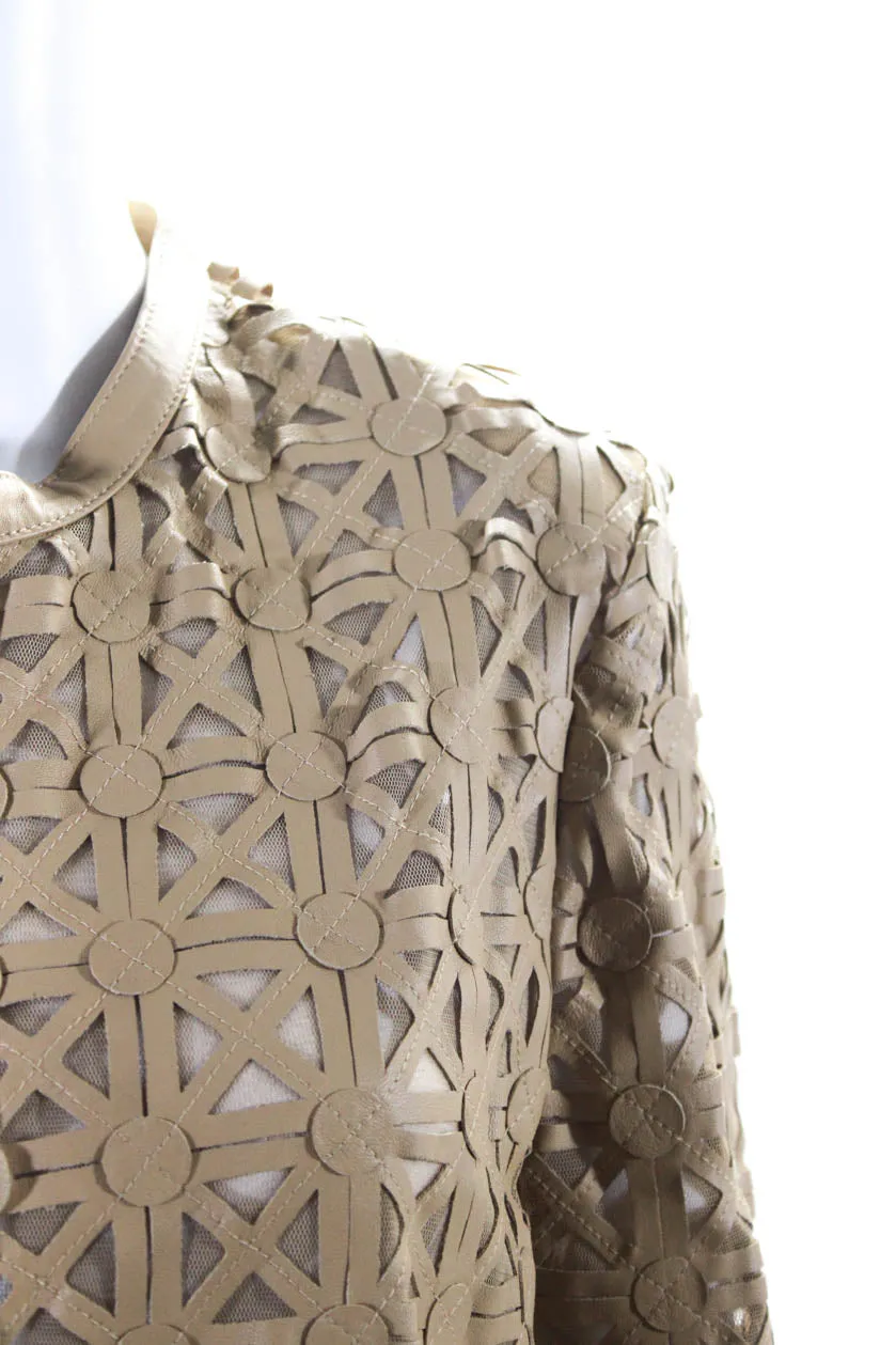 In Transit 2 Womens Leather Hook Closure Long Sleeves Coat Beige