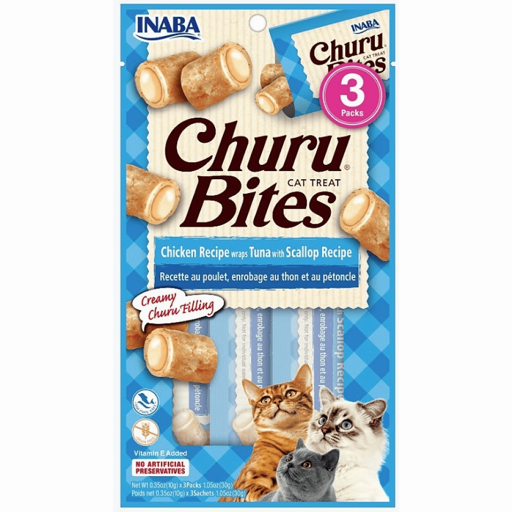 INABA Churu Bites Chicken Recipe Wraps Tuna with Scallop Recipe Cat Treats crunchy cat treat,crispy cat snack,dry cat treat