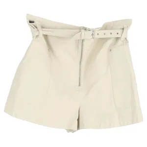 Isabel Marant toile Parana Belted Shorts in White Cotton-Linen