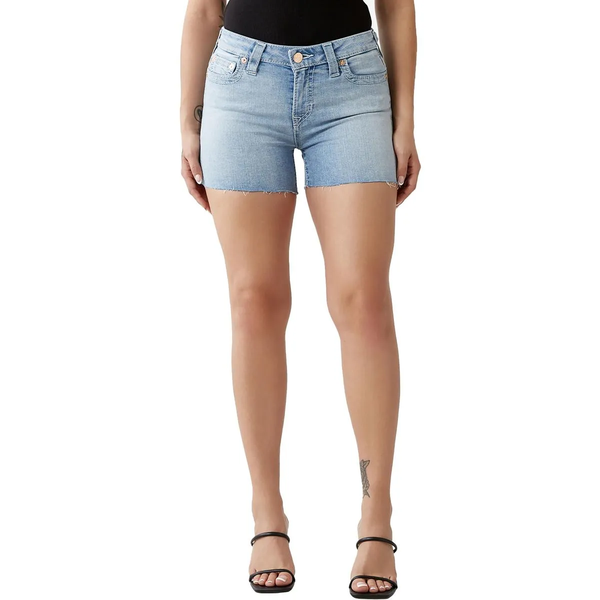 Jayde Womens Mid Rise Light Wash Cutoff Shorts