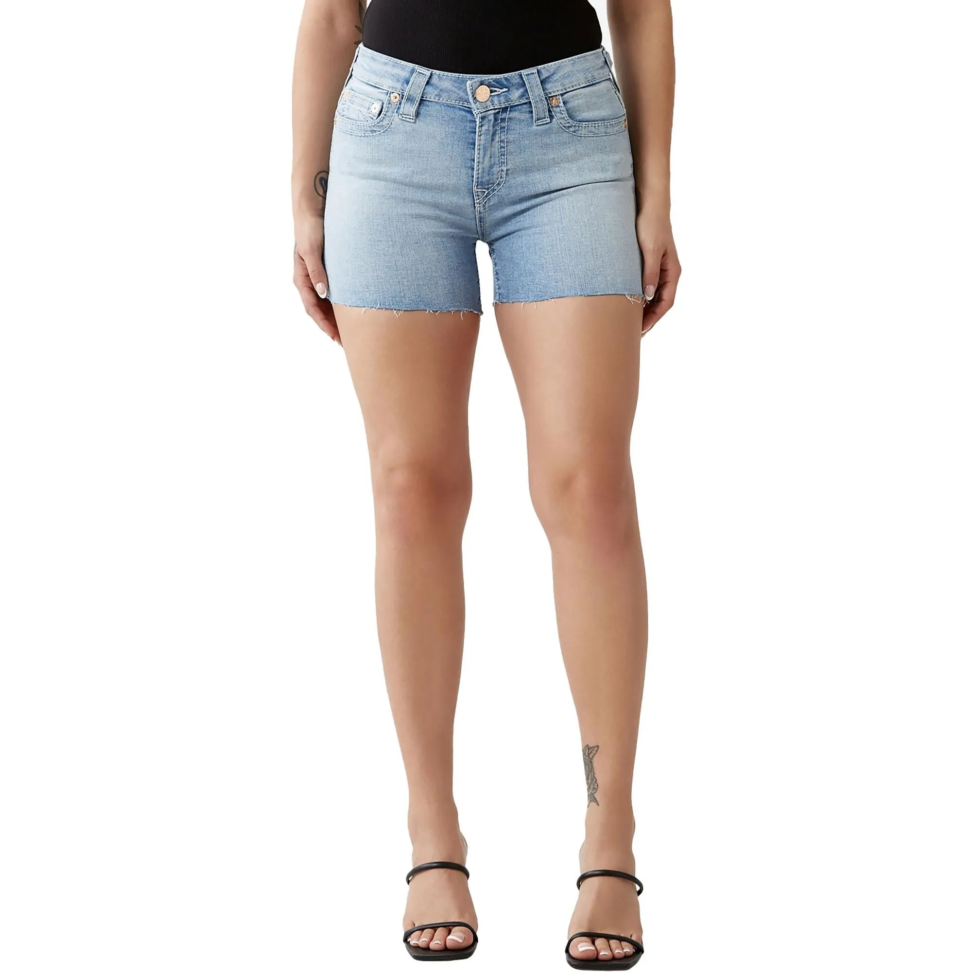 Jayde Womens Mid Rise Light Wash Cutoff Shorts
