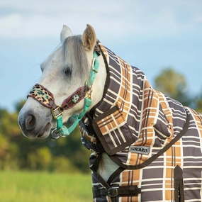 Jeffers Pony Poppins Solaris Horse Neck Rug, 1200 Denier / 240g Fill, Brown & Cream Plaid horse blanket,poultry bed sheet,equine sheets