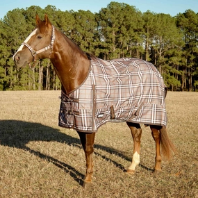 Jeffers Poplar Head Refuge 1200 Denier Turnout Blanket, 240 Gram, Plymouth Brown Plaid horse blanket,poultry bed sheet,equine sheets