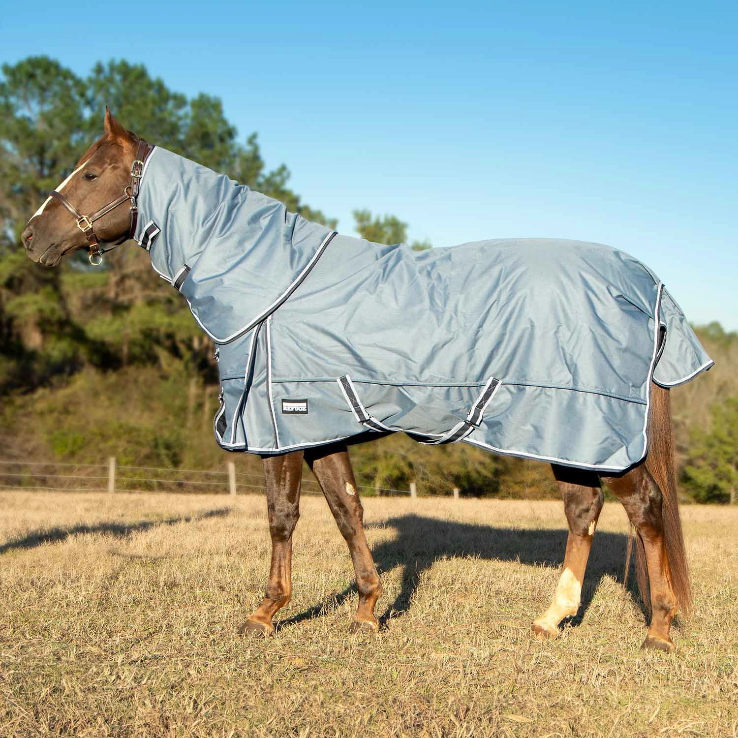 Jeffers Poplar Head Refuge 1200 Denier Turnout Blanket with Detachable Neck, 240 Gram, Hamilton Blue horse blanket,poultry bed sheet,equine sheets