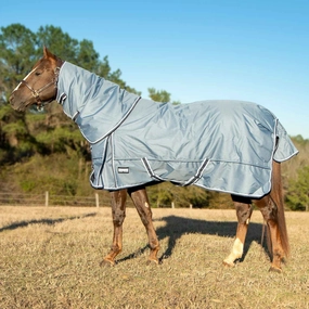 Jeffers Poplar Head Refuge 1200 Denier Turnout Blanket with Detachable Neck, 240 Gram, Hamilton Blue horse blanket,poultry bed sheet,equine sheets