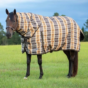 Jeffers Solaris 1200 Denier Heavy Weight Horse Turnout Blanket with Neck Rug, 360g Fill, Brown & Cream Plaid horse blanket,poultry bed sheet,equine sheets