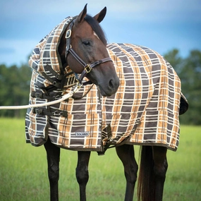 Jeffers Solaris Horse Turnout Blanket with Neck Rug, 1200D, Medium Weight 240g Fill, Brown & Cream Plaid horse blanket,poultry bed sheet,equine sheets