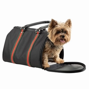 JL Duffel - Black with Stripe dog travel crate,airline approved dog carrier,dog transport bag