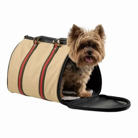 JL Duffel - Khaki with Stripe dog travel crate,airline approved dog carrier,dog transport bag