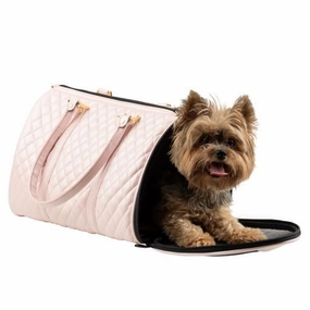 JL Duffel - Pink Quilted dog travel crate,airline approved dog carrier,dog transport bag