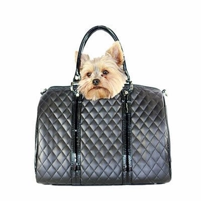 JL Duffel Carrier- Black Quilted Luxe dog travel crate,airline approved dog carrier,dog transport bag