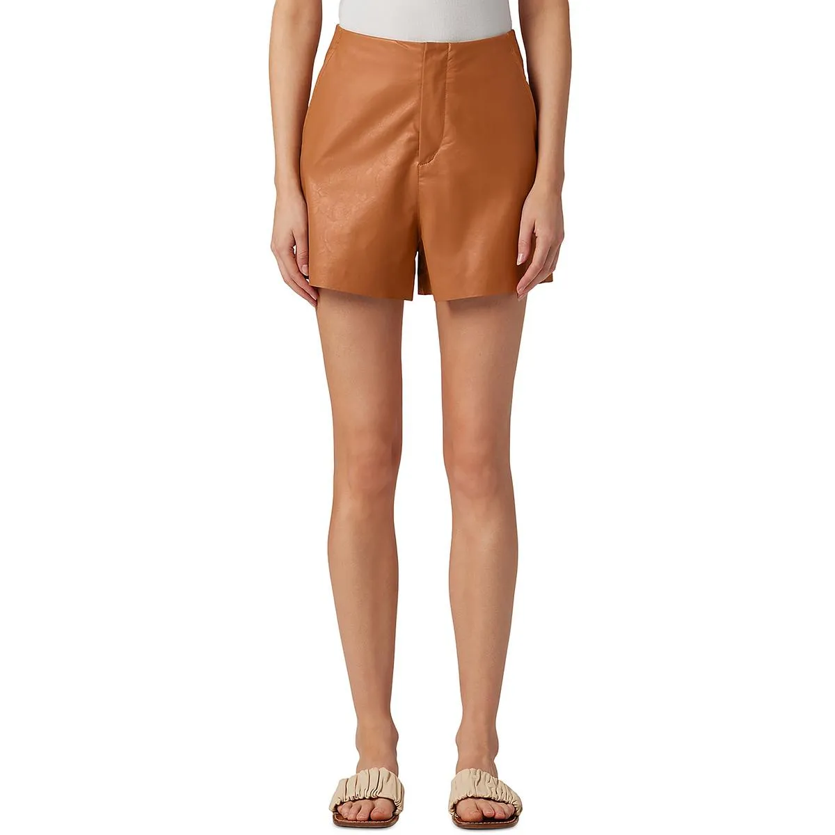 Johnnie Womens Vegan Leather Short Flat Front