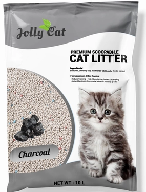 Jollycat Charcoal Cat Litter 10L clumping cat litter,natural cat litter,dust free cat litter