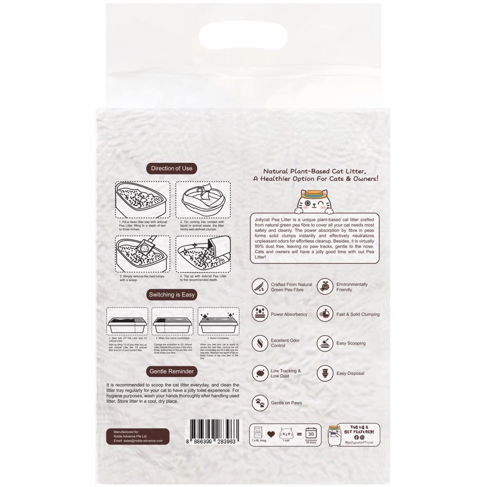 Jollycat Charcoal Clumping Pea Cat Litter 8L