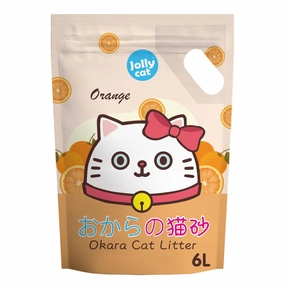 Jollycat Okara Tofu Orange Cat Litter 6L clumping cat litter,natural cat litter,dust free cat litter