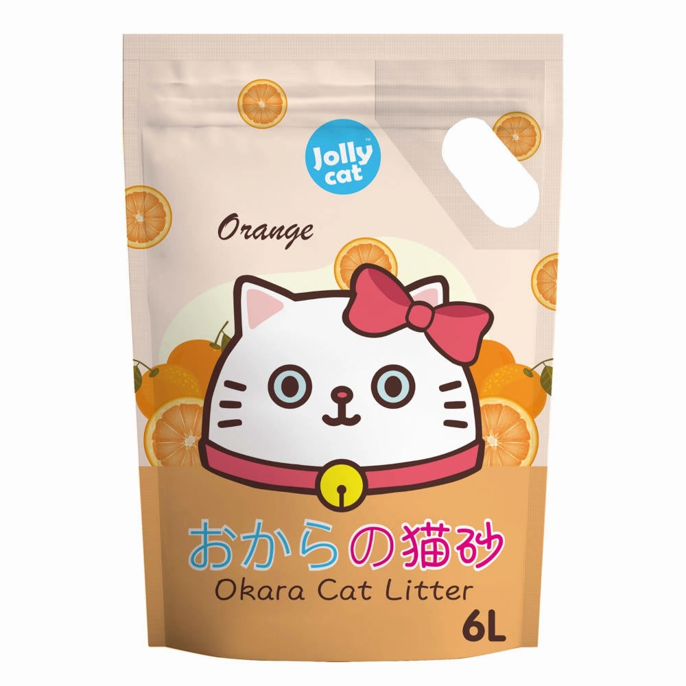 Jollycat Okara Tofu Orange Cat Litter 6L clumping cat litter,natural cat litter,dust free cat litter