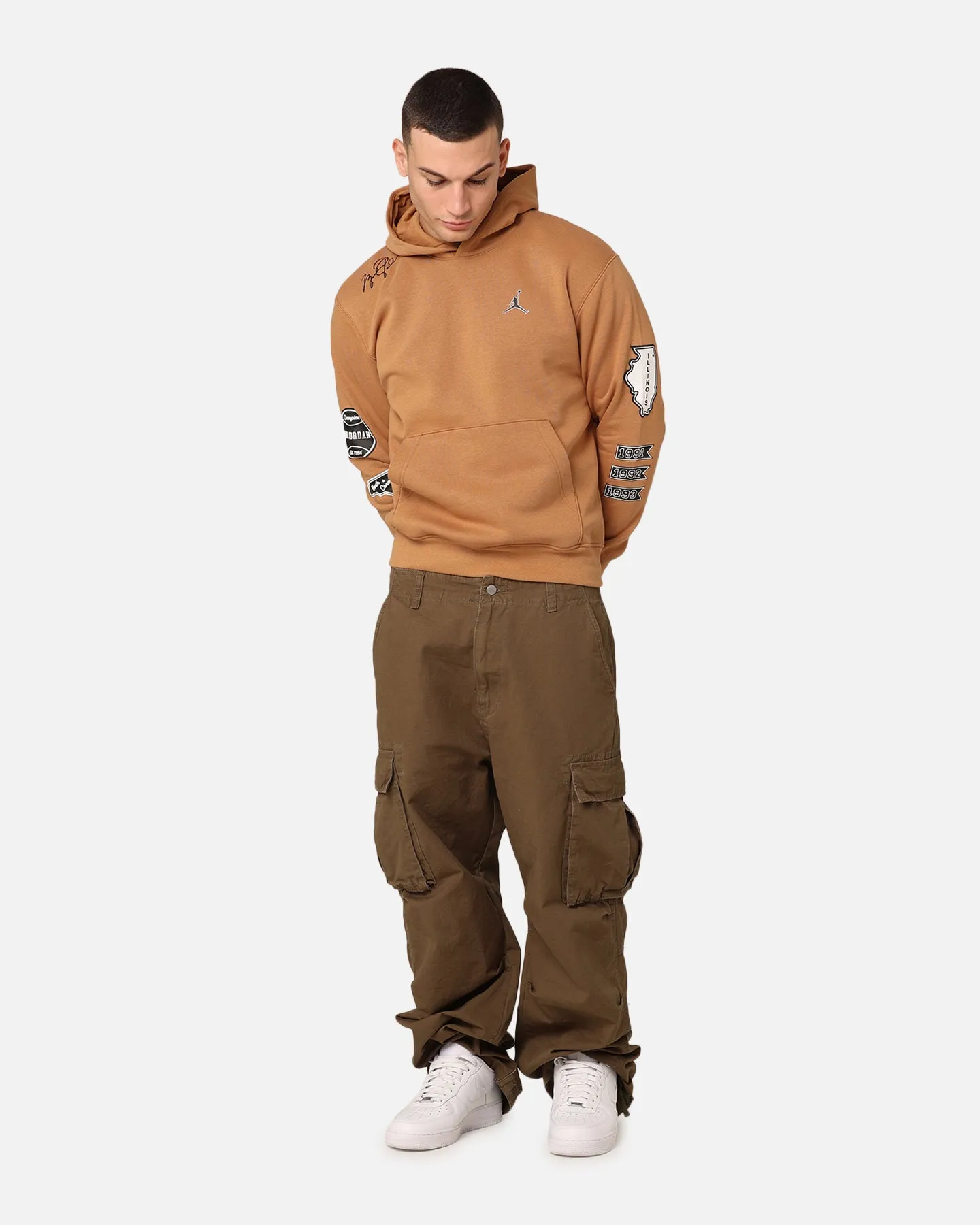 Jordan Essentials Fleece Pullover Hoodie Dark Brown/White