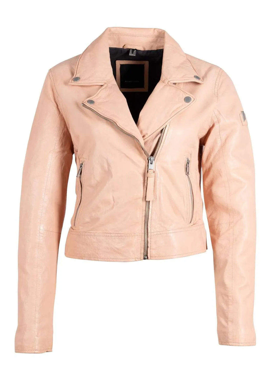Julene Rf Leather Jacket In Peach